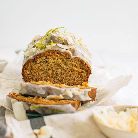 COCONUT BANANA BREAD WITH LIME DRIZZLE