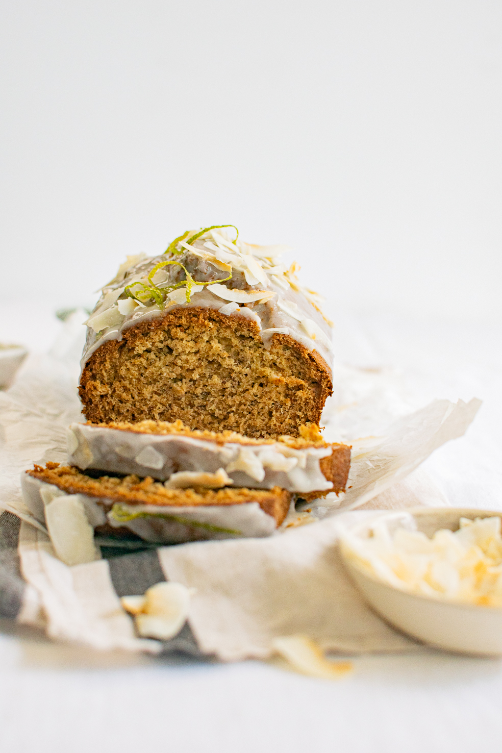 COCONUT BANANA BREAD WITH LIME DRIZZLE